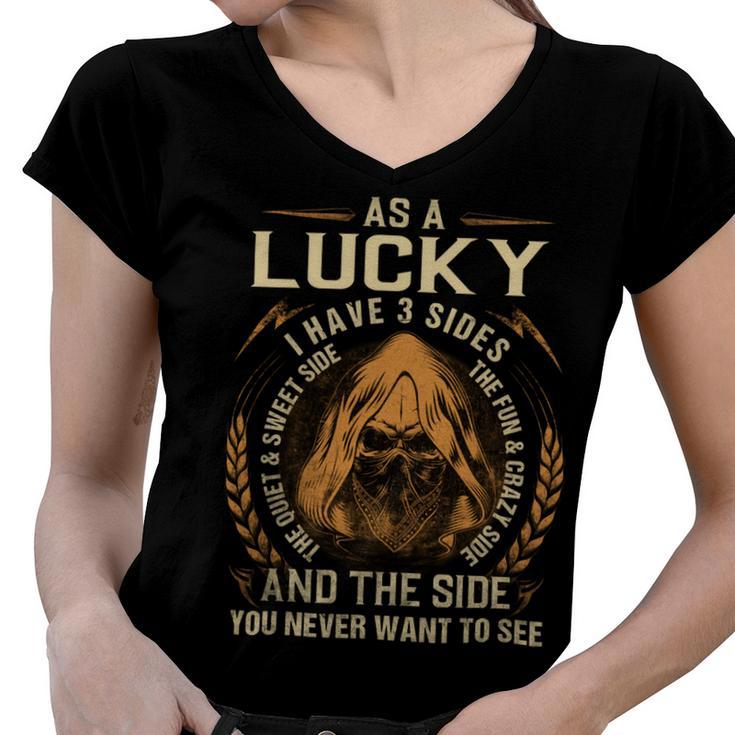 Lucky Name Shirt Lucky Family Name V2 Women V-Neck T-Shirt