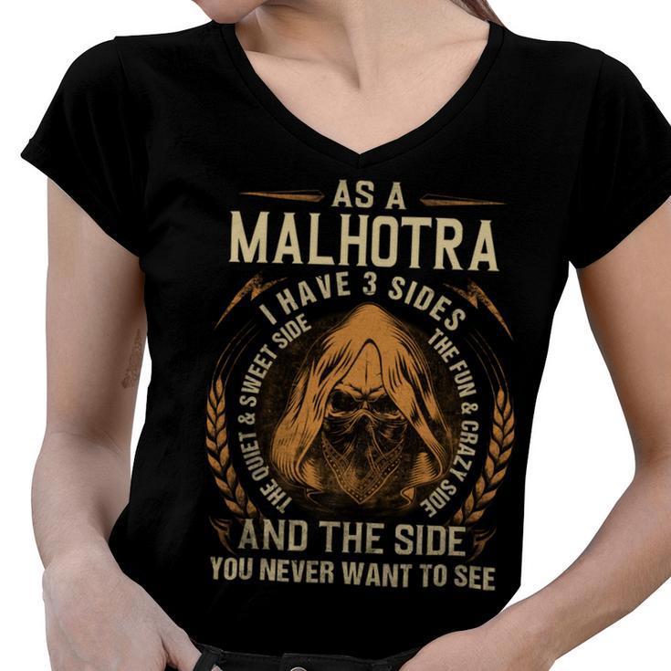 Malhotra Name Shirt Malhotra Family Name V2 Women V-Neck T-Shirt