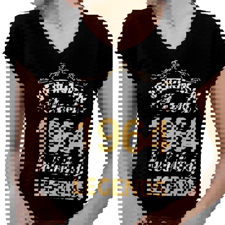 March 1964 Birthday   Life Begins In March 1964 V2 Women V-Neck T-Shirt