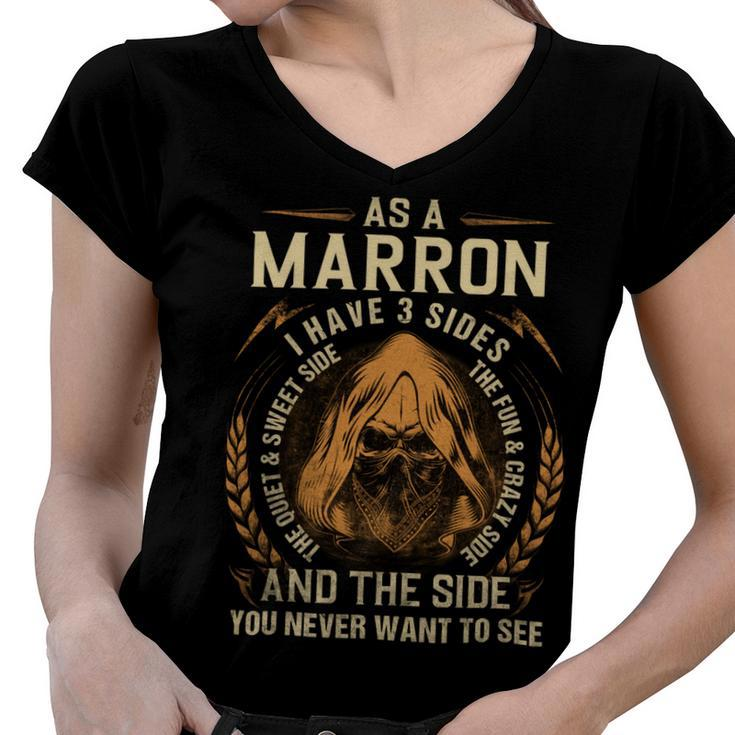 Marron Name Shirt Marron Family Name V6 Women V-Neck T-Shirt