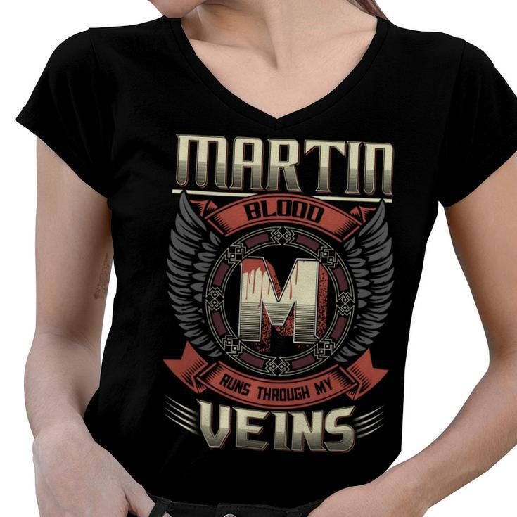 Martin Blood  Run Through My Veins Name V4 Women V-Neck T-Shirt