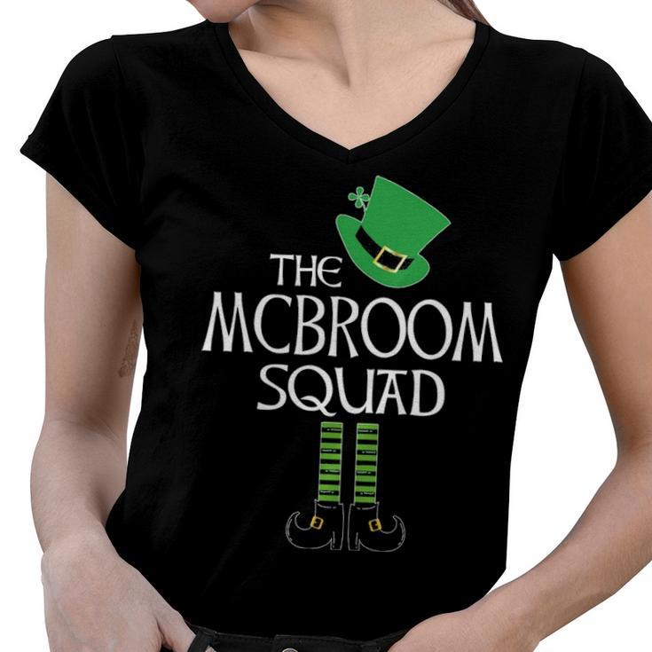 Mcbroom Name Gift   The Mcbroom Squad Leprechaun Women V-Neck T-Shirt