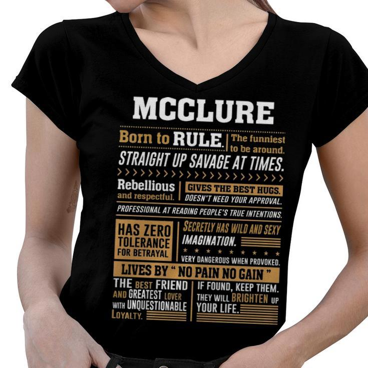 Mcclure Name Gift   Mcclure Born To Rule Women V-Neck T-Shirt