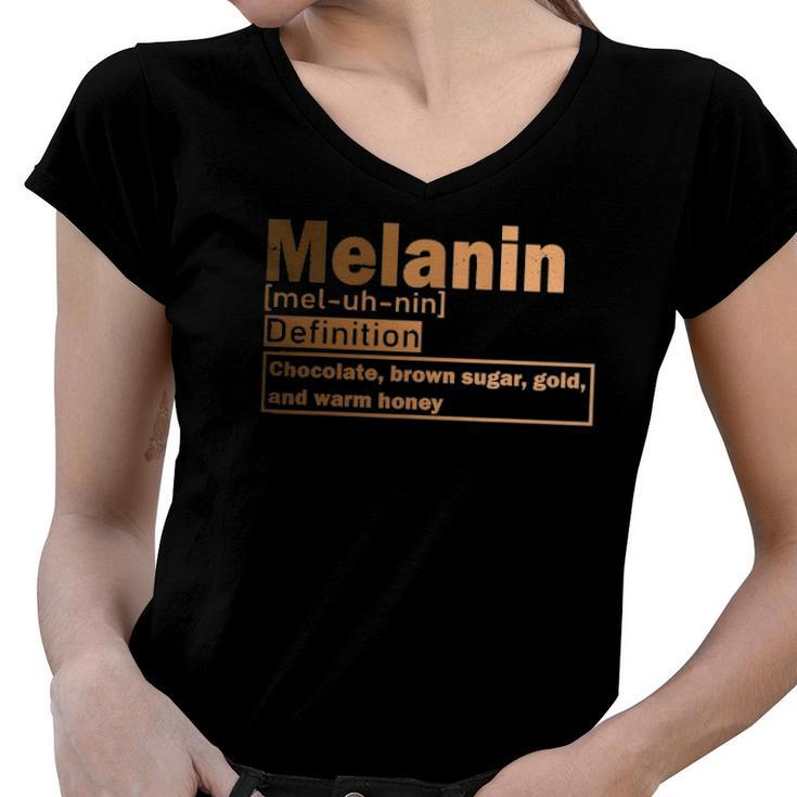 Melanin Definition African Black History Month Juneteenth Women V-Neck T-Shirt
