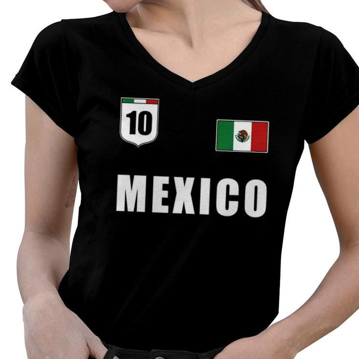 Mexico Soccer Player Design For Mexican Jersey Football Fans  Women V-Neck T-Shirt