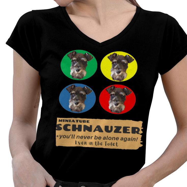 Miniature Schnauzer House Rule Cute & Loyal Dog Women V-Neck T-Shirt