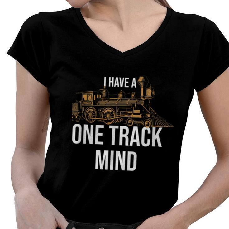 Model Train Locomotive Railroad Collector  Women V-Neck T-Shirt