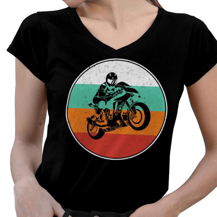 Motorcycle Racing Motorcycle Biker 484 Shirt Women V-Neck T-Shirt