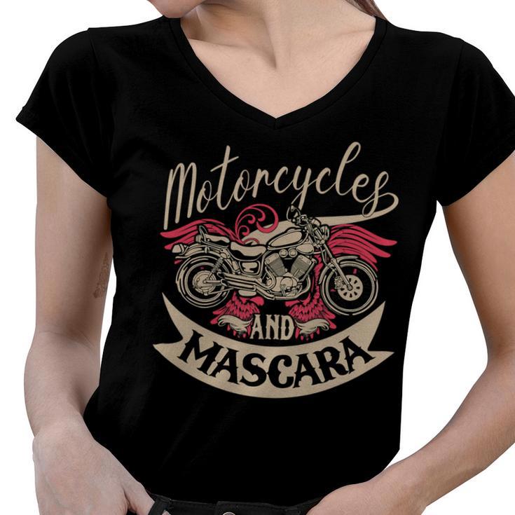 Motorcycles Mascara Moped Chopper 463 Shirt Women V-Neck T-Shirt