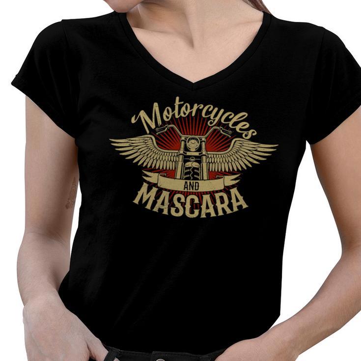 Motorcycles Mascara Moped Chopper 464 Shirt Women V-Neck T-Shirt