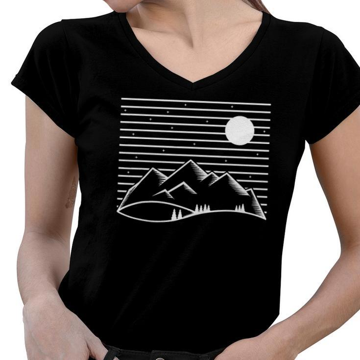 Mountains Nature Outdoor Adventure Nature Lover Gift Women V-Neck T-Shirt