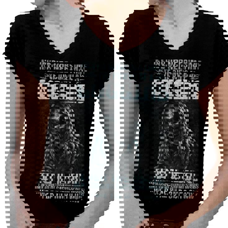 Never Underestimate The Power Of An Goggins Even The Devil V9 Women V-Neck T-Shirt