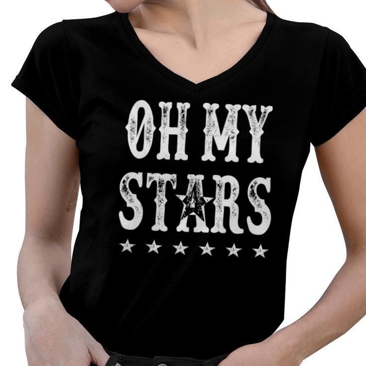 Oh My Stars 4Th Of July Patriotic  Women V-Neck T-Shirt