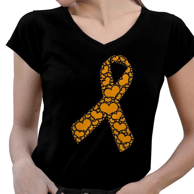 Orange Ribbon  For Gun Violence Awareness Anti Gun Women V-Neck T-Shirt
