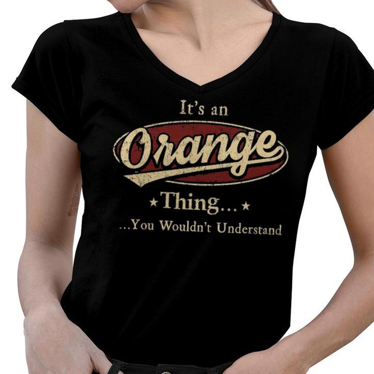Orange Shirt Personalized Name Gifts T Shirt Name Print T Shirts Shirts With Name Orange Women V-Neck T-Shirt