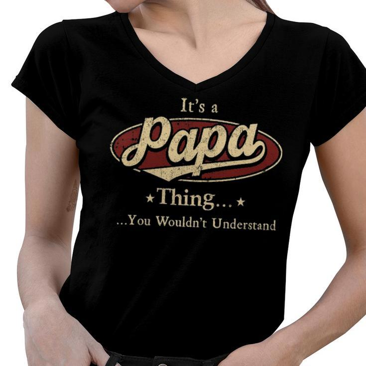 Papa Shirt Personalized Name Gifts T Shirt Name Print T Shirts Shirts With Name Papa Women V-Neck T-Shirt