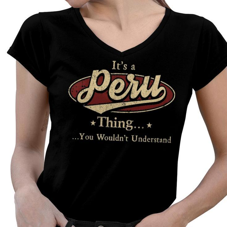 Peru Shirt Personalized Name Gifts T Shirt Name Print T Shirts Shirts With Name Peru Women V-Neck T-Shirt