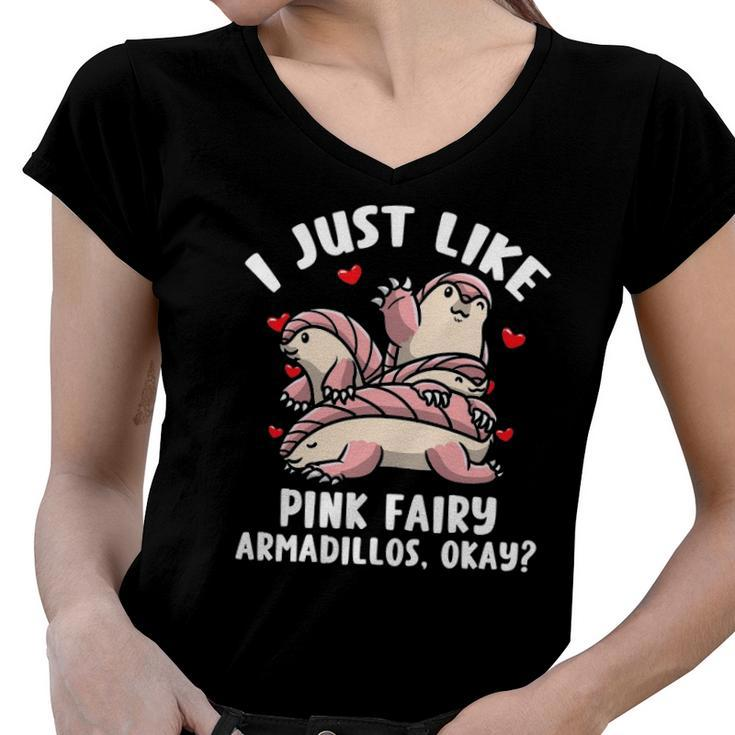 Pink Fairy Armadillo Pichiciego Funny Armadillo Women V-Neck T-Shirt