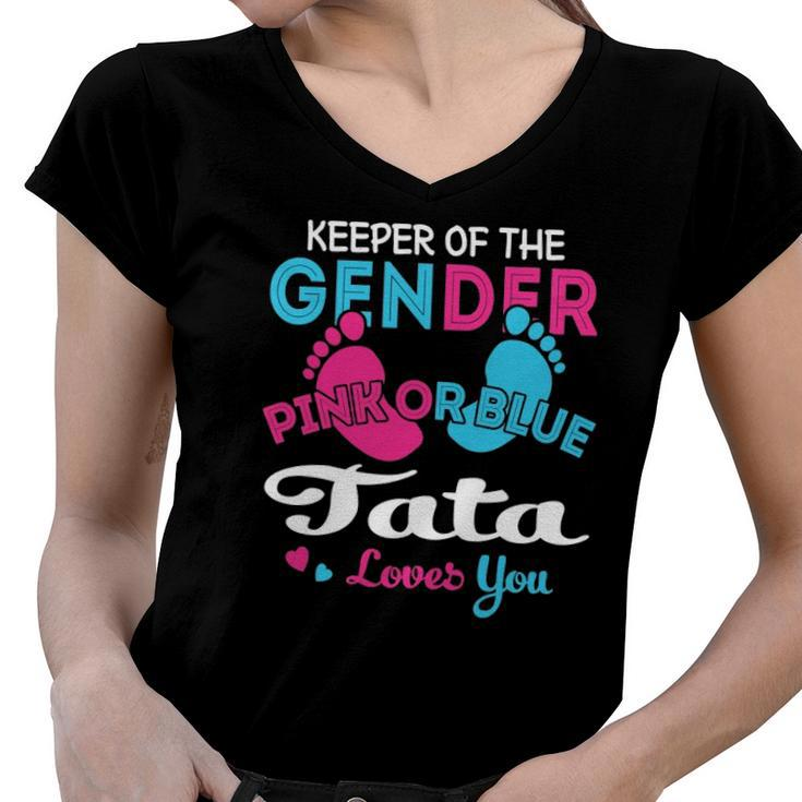 Pink Or Blue Tata Loves You Gender Reveal Women V-Neck T-Shirt