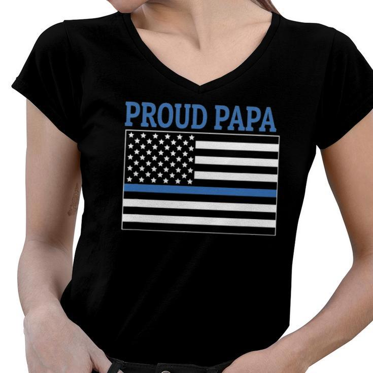 Police Officer Papa - Proud Papa Women V-Neck T-Shirt