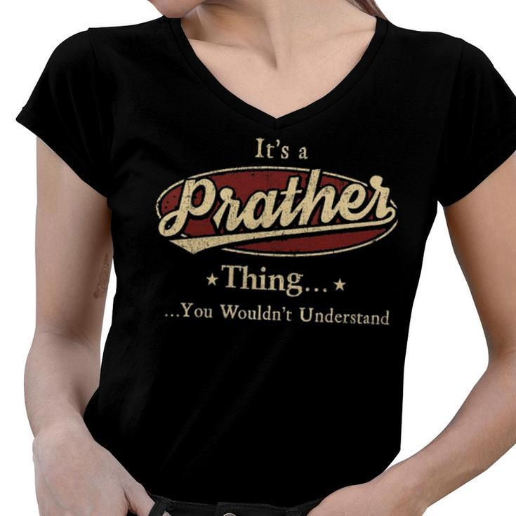 Prather Shirt Personalized Name Gifts T Shirt Name Print T Shirts Shirts With Name Prather Women V-Neck T-Shirt