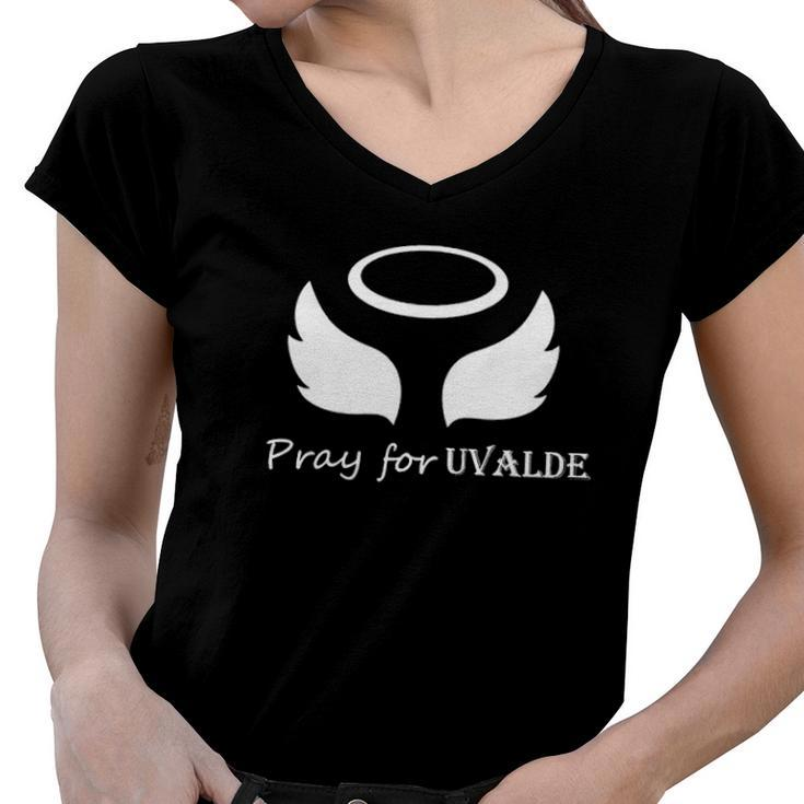 Pray For Uvalde No Gun Protect Our Children Pray For Texas Women V-Neck T-Shirt