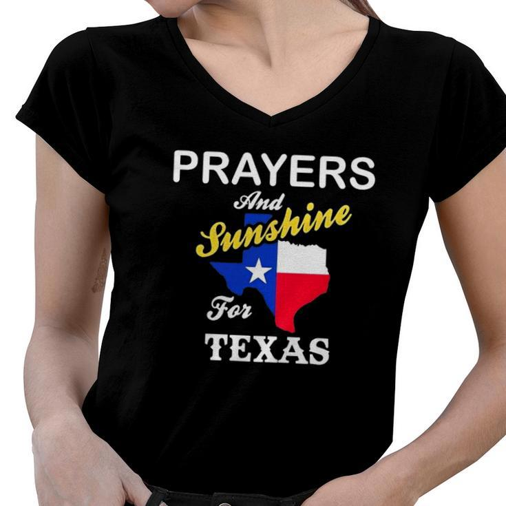 Prayers And Sunshine For Texas Pray For Uvalde Women V-Neck T-Shirt