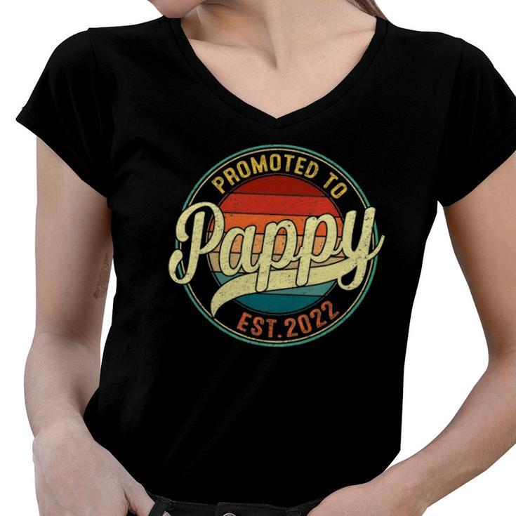 Promoted To Pappy Est 2022 Soon To Be Pregnancy Announce Women V-Neck T-Shirt