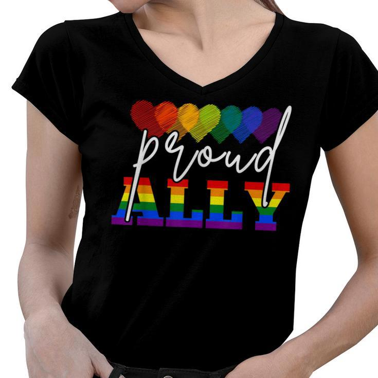 Proud Ally Ill Be There For You Lgbt  Women V-Neck T-Shirt