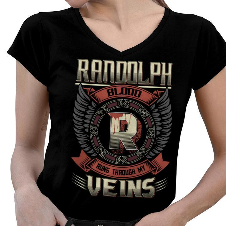 Randolph Blood  Run Through My Veins Name Women V-Neck T-Shirt
