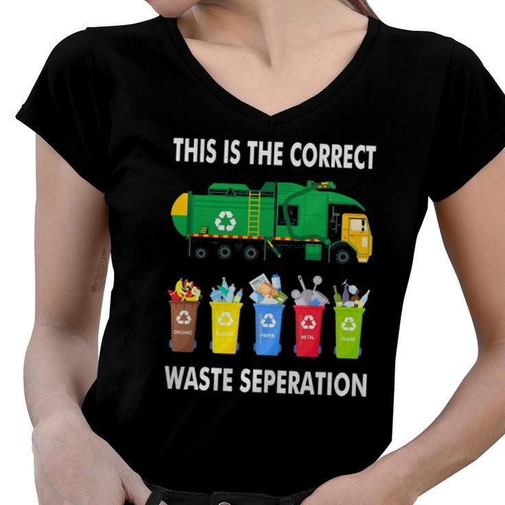 Recycling Trash Waste Separation Garbage Truck Women V-Neck T-Shirt