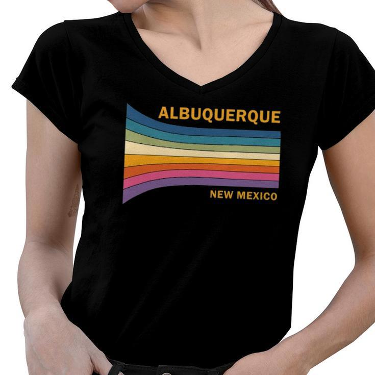Retro Vintage 70S Albuquerque New Mexico Women V-Neck T-Shirt