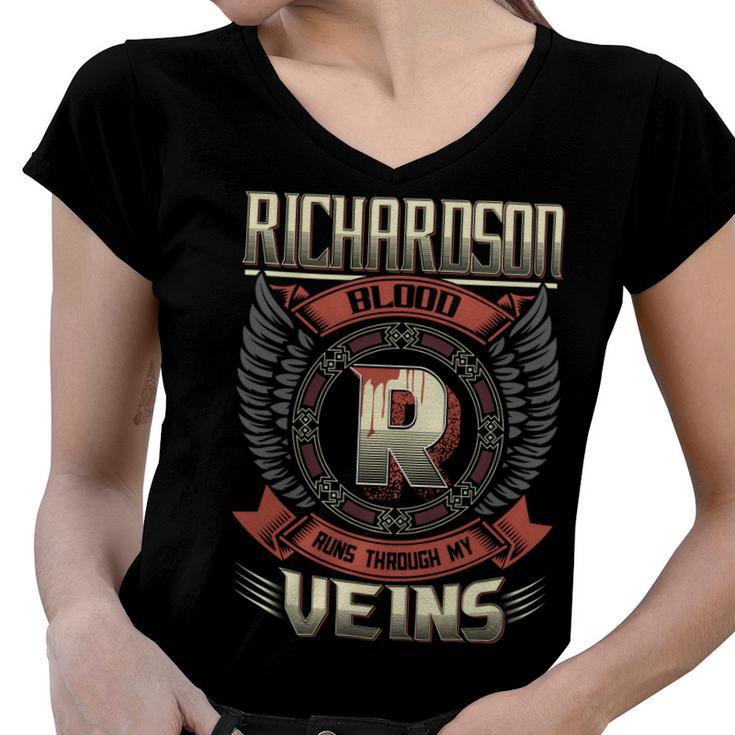 Richardson Blood  Run Through My Veins Name V3 Women V-Neck T-Shirt