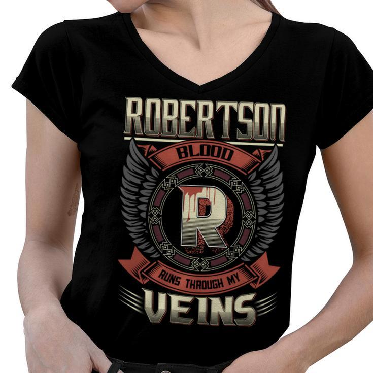 Robertson Blood  Run Through My Veins Name Women V-Neck T-Shirt