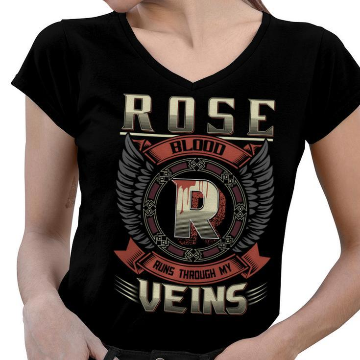 Rose Blood  Run Through My Veins Name V2 Women V-Neck T-Shirt