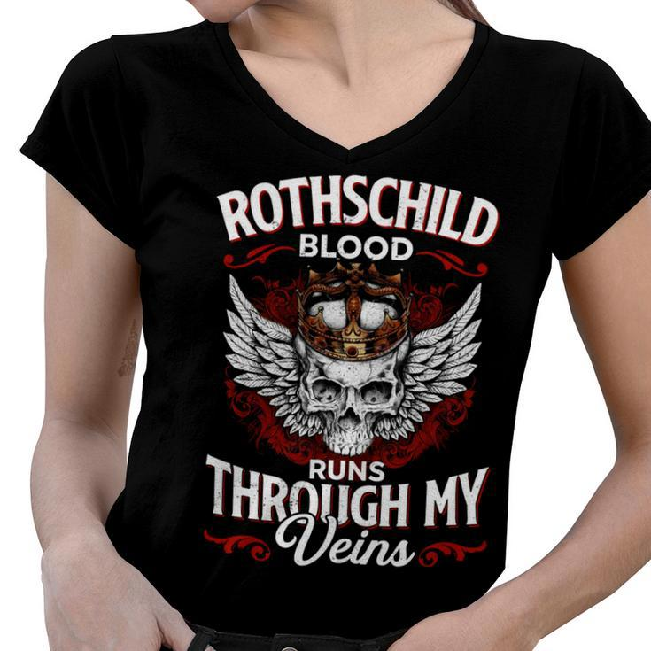 Rothschild Blood Runs Through My Veins Name Women V-Neck T-Shirt