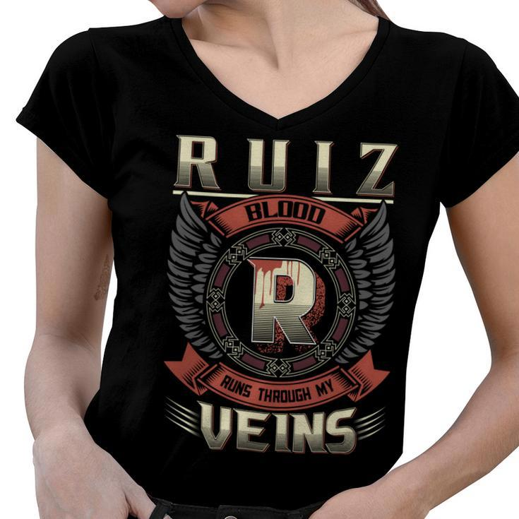 Ruiz Blood  Run Through My Veins Name V2 Women V-Neck T-Shirt