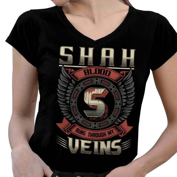 Shah Blood  Run Through My Veins Name V5 Women V-Neck T-Shirt
