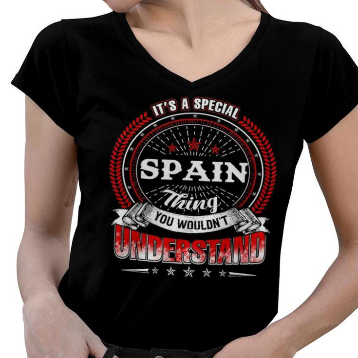 Spain Shirt Family Crest Spain T Shirt Spain Clothing Spain Tshirt Spain Tshirt Gifts For The Spain  Women V-Neck T-Shirt