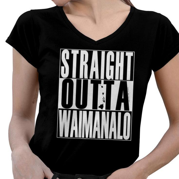 Straight Outta Waimanalo By Hawaii Nei All Day Women V-Neck T-Shirt