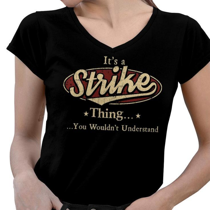 Strike Shirt Personalized Name Gifts T Shirt Name Print T Shirts Shirts With Name Strike Women V-Neck T-Shirt