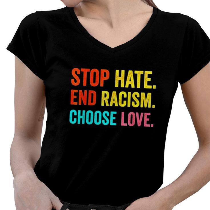Strong Buffalo Usa Pray For Buffalo Stop Hate End Racism Choose Love Women V-Neck T-Shirt