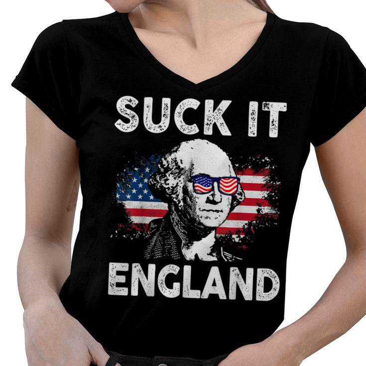 Suck It England Funny 4Th Of July George Washington 1776  Women V-Neck T-Shirt