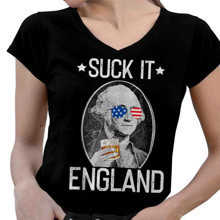 Suck It England Funny 4Th Of July George Washington 1776  Women V-Neck T-Shirt