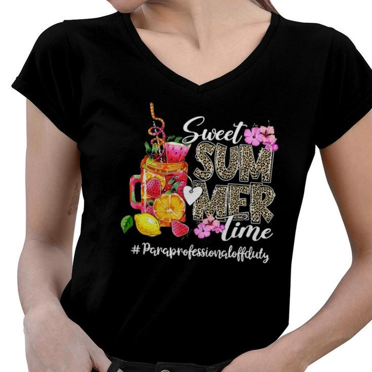 Sweet Summer Time Para Off Duty Summer Gifts Women V-Neck T-Shirt