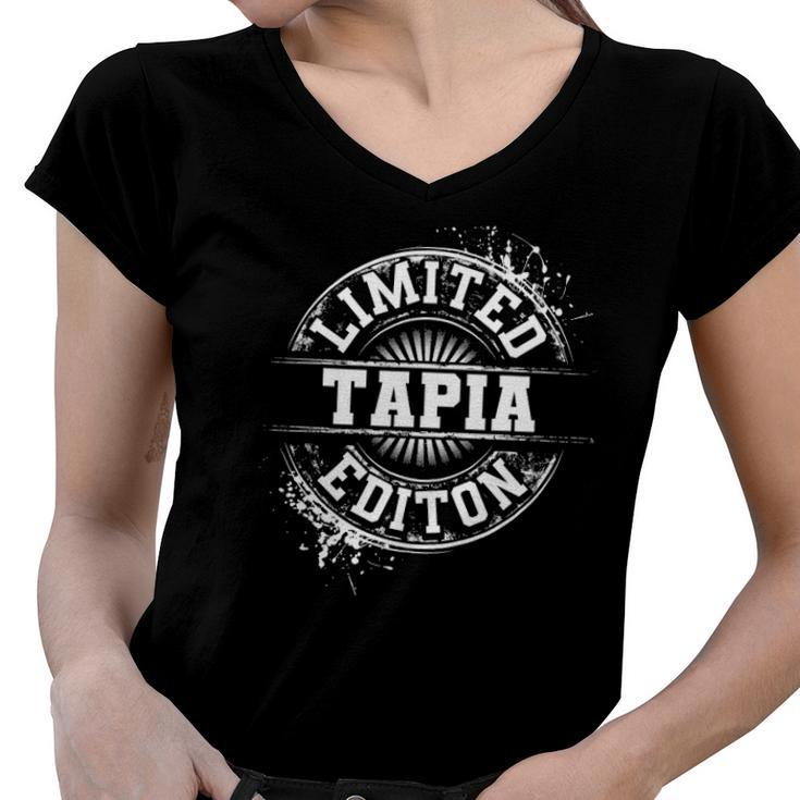 Tapia Funny Surname Family Tree Birthday Reunion Gift Idea Women V-Neck T-Shirt