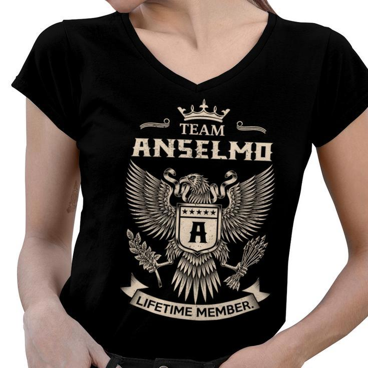 Team Anselmo Lifetime Member V7 Women V-Neck T-Shirt