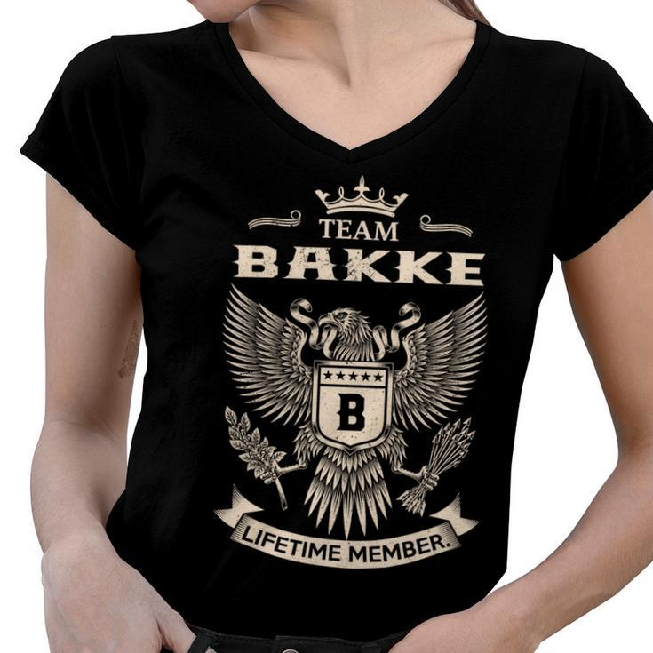 Team Bakke Lifetime Member V3 Women V-Neck T-Shirt
