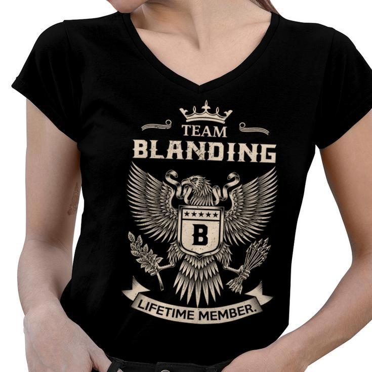 Team Blanding Lifetime Member V3 Women V-Neck T-Shirt