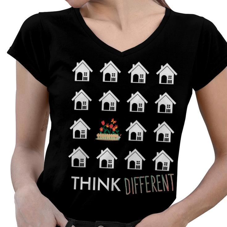 Think Different Build Gardens Not 558 Shirt Women V-Neck T-Shirt